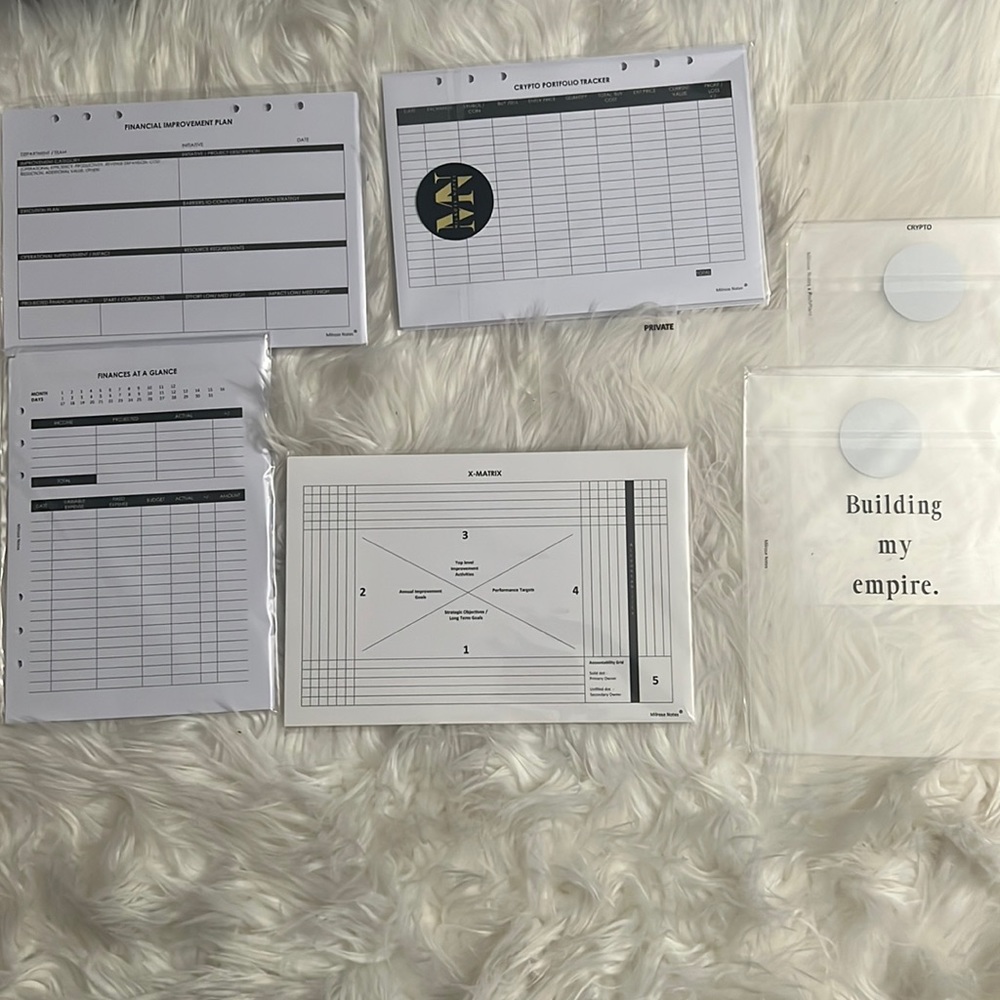 Milrose Notes A5 Inserts and Dashboards